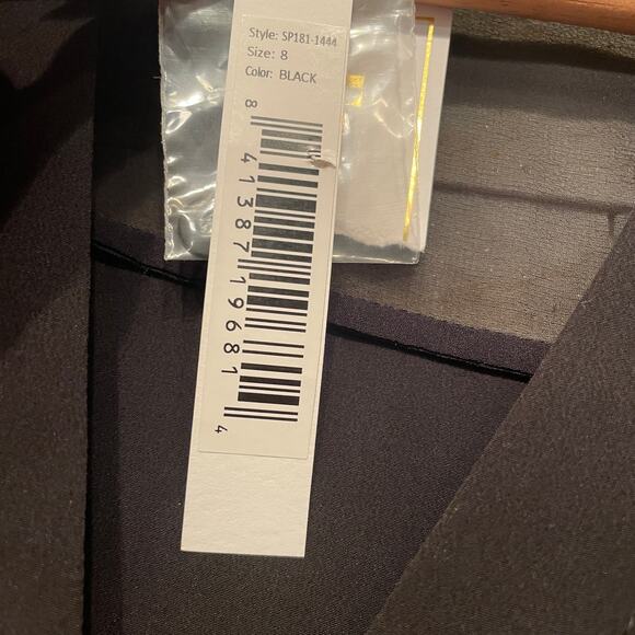 Chelsea & Walker 8 Silk Blouse | Black Sheer Panels, Grommet Sleeve, NWT $268 - Picture 7 of 11